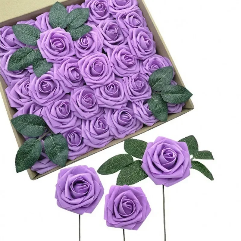 25 pz 8 cm PE schiuma rosa fiori artificiali fiore finto bouquet da sposa decorazioni di nozze fai da te scrapbooking mestiere decorazione della tavola di casa