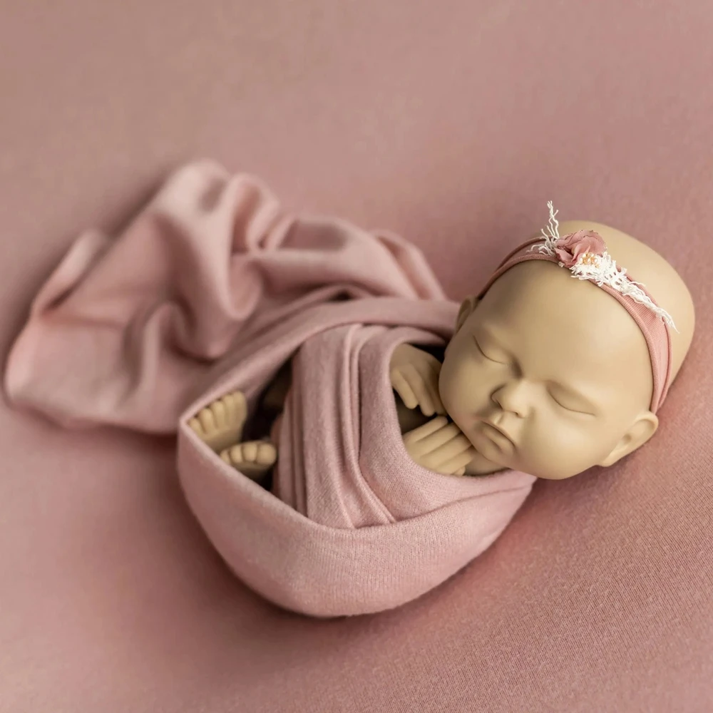

Light Angora Fabric Stretchy Knit Newborn Photography Wrap Blanket Soft Jersey Swaddle Prop for Professional Studio Baby Photos