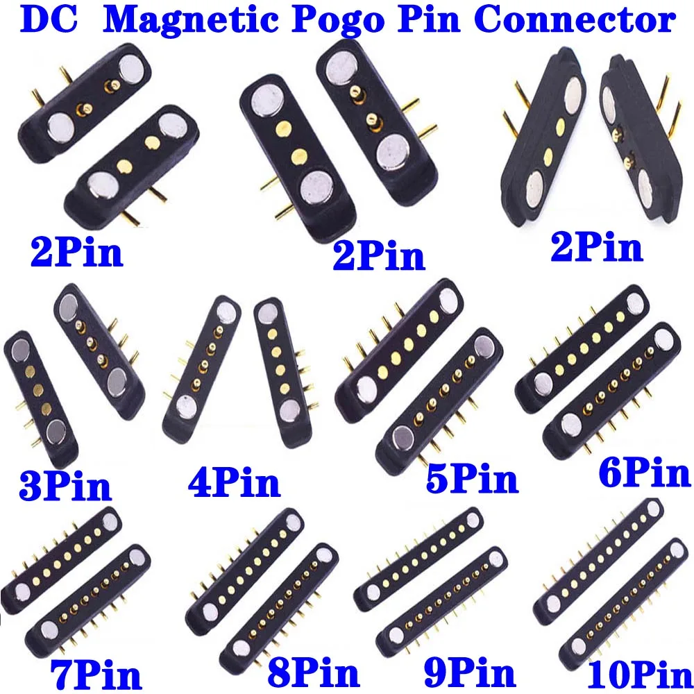 

Magnetic Pogo Pin Connector 2 3 4 5 6 7 8 9 10P Pogopin Male Female 2.54 4.0 2.8 Spring Loaded DC Magnet Connector Power Socket