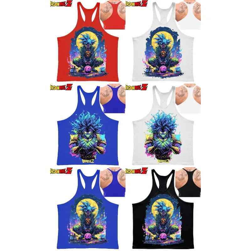 ドラゴンボール サイバーパンク スタイル メンズ ジム ベスト パーティー パーティー パーソナライズされたノースリーブ シャツ DBZ ルーズ 通気性 速乾性 タンク トップ
