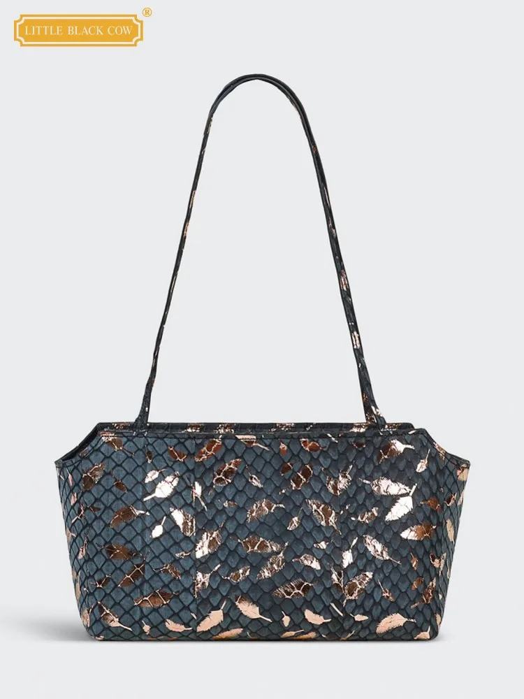 Designer Lady Fashion Versatile Zipper Snakeskin Genuine Leather Single Shoulder Underarm Bags Office Women Elegant Tote Handbag