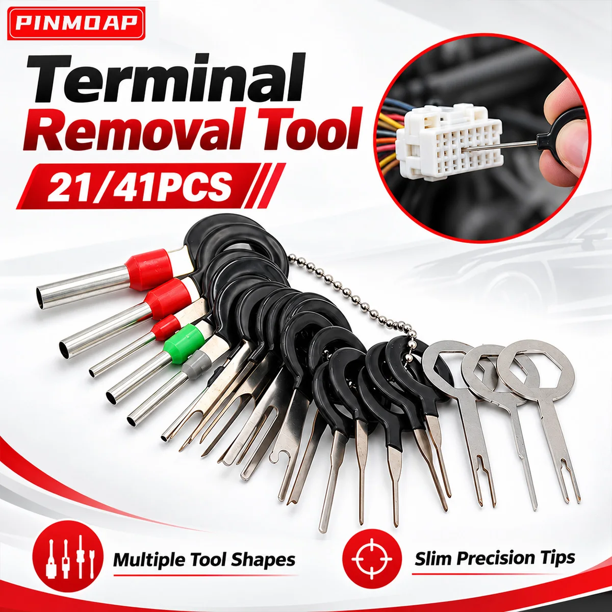 PINMOAP Electrical Terminal Removal Tool Connector Pin Extractor Automotive Wiring Harness Repair Connector Depinning 21/41PCS