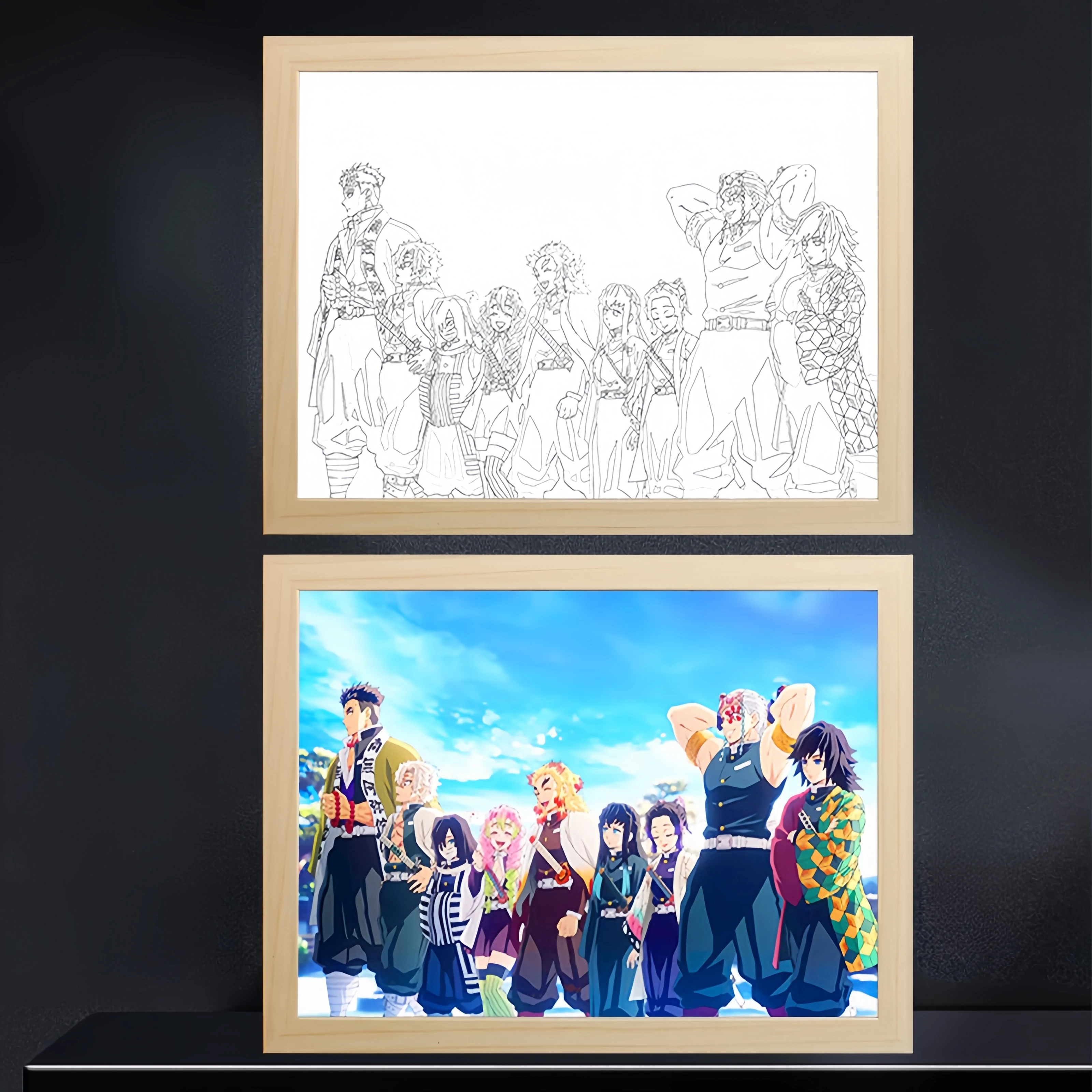 Demons Slayer Figures Light Painting Photo Nezuko Tanjirou Zenitsu Led Night Lights cornice per foto decorazione della camera da letto lampada da disegno