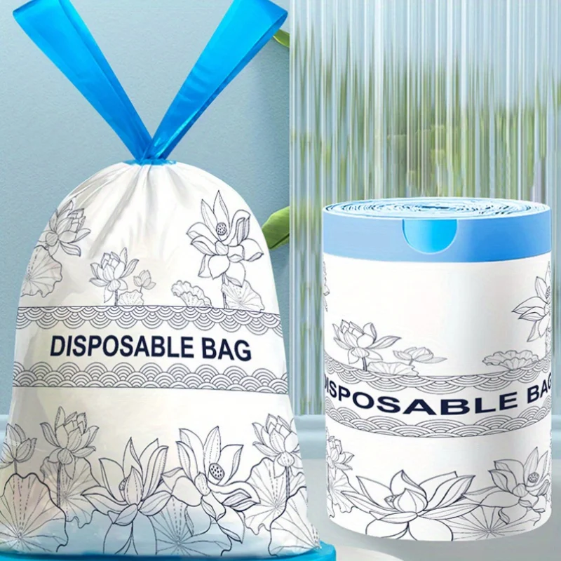 60 pieces per roll - non-stretch pull-string garbage bags, household portable kitchen garbage bags