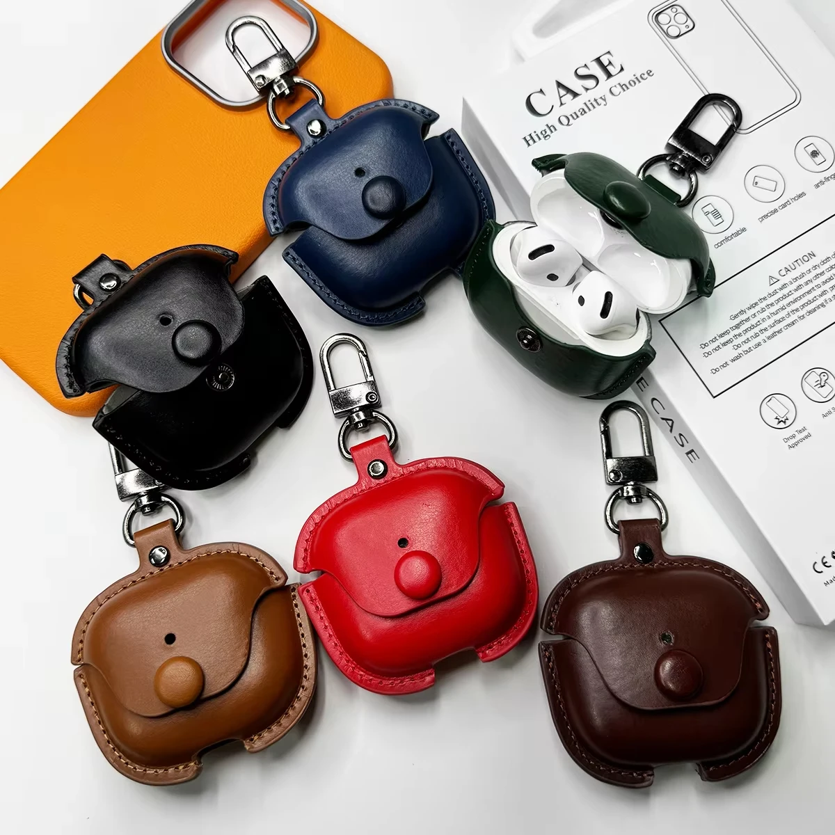Luxury Classic Business Retro Button PU Leather Case for AirPods Pro 1/2/3 Cover Case for AirPods 4 Pro 2 Retro Cover Shockproof