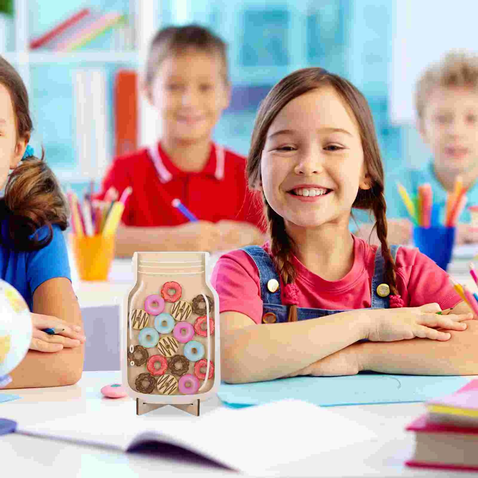 Juego de ficha de madera y tarro, sistema de recompensa, artículo, accesorios para el aula, tarro de recompensa para el aula, tarro de recompensa para el aula, 1 Juego