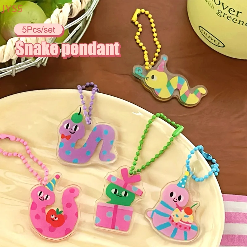 

【JYS5】5Pcs/set Cartoon Acrylic Little Snake Keyring Lovely Bag Pendant Couple Friend Key Holder Backpack Decoration
