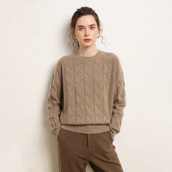 2024 New Women's Cashmere Sweater 100% Cashmere Knitted Fashion O-neck Hoodie Autumn/Winter Hot Selling Women's Top
