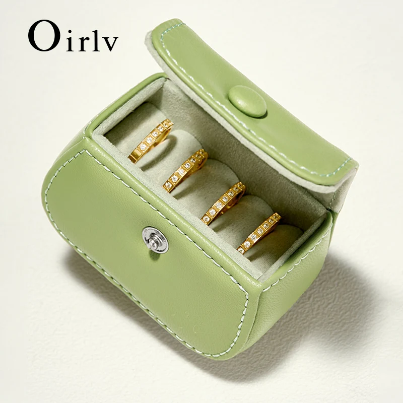 

Oirlv PU Leather Portable Ring Box Mini Stud Earring Organizer Compact and Exquisite Jewelry Travel Case Packaging