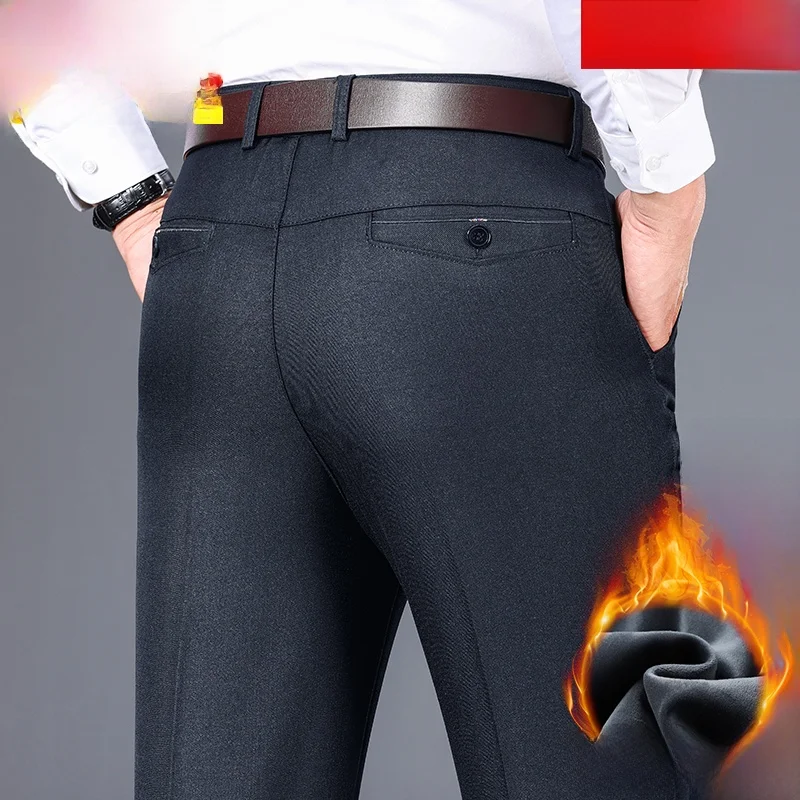 

Hengyuanxiang Dad Sle Fce Lined Straight Leg Casual Pants Men's Mid-aged And ly Loose Fit Faionable Urban Wear
