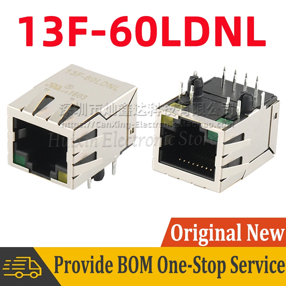 2pcs 13F-60LDNL 13F 60LDNL RJ45 Jack 8P8C Network Single Port Tab Up LED Magnetic Filter Ethernet Connector 1CT:1CT 350uH