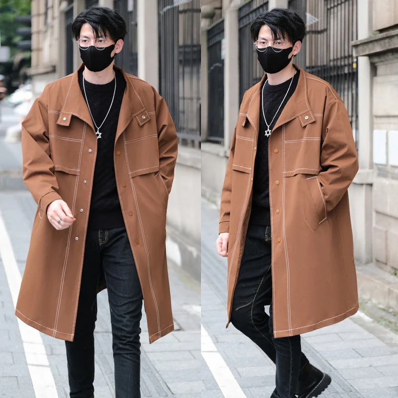 

Повседневная свободная мужская ветровка средней длины Sli Haome, весенне-осенняя, модная, молодежная, с воротником-стойкой