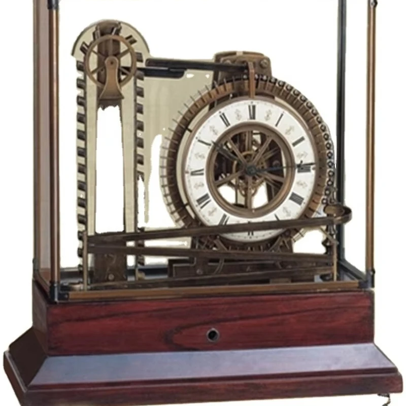 

French Antique Brass Bronze Mechanical Waterwheel Industrial Ball Bearing Table/Desktop Clock