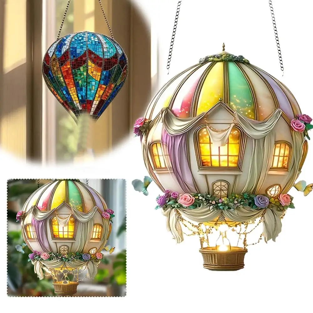 Hot Air BalloonVintage and Elegant Flowers Wall Hangable Decor Indoor Window Decor Hangable Art For Indoor Outdoor garden ﻿