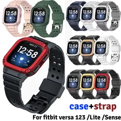 Watch Strap for Fitbit Versa 2 / Versa 3 / Fitbit Sense Band With Case Rugged TPU Band for Fitbit Versa / Versa Lite Cover Belt