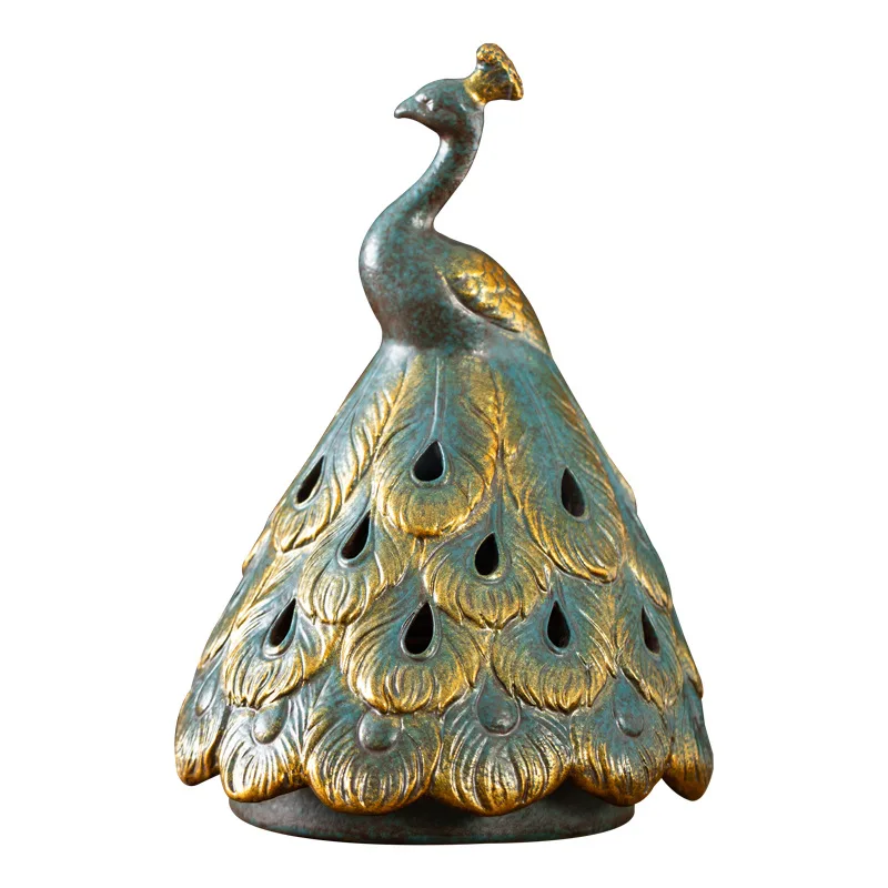 Gilded peacock furnace ornament incense burner