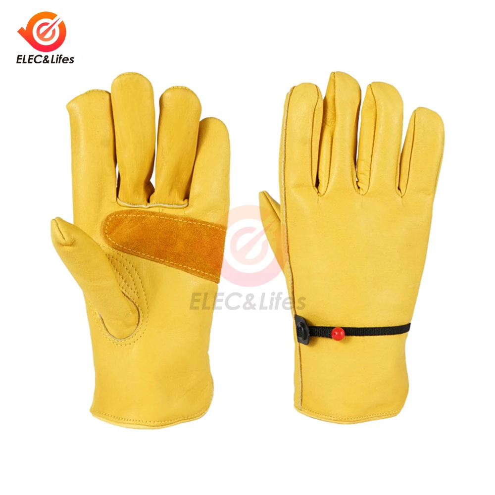 Luvas de couro amarelo para soldagem TIG, protetores de dedo, macio, sensível, acessórios de bicicleta, segurança, 1 par