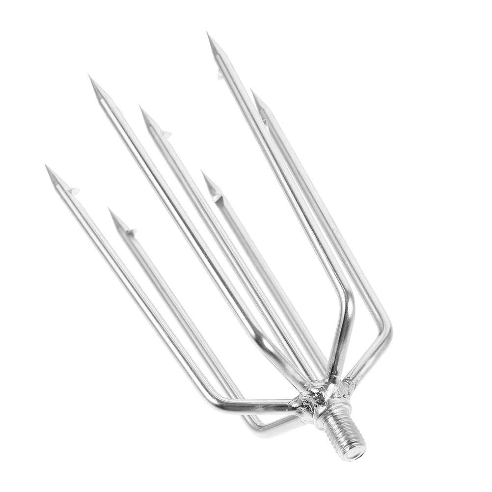 Fishing Hooks Tool Fork 7-prong Harpoon Replaceable Pole Rod Tine Silver Gig Diving Spears