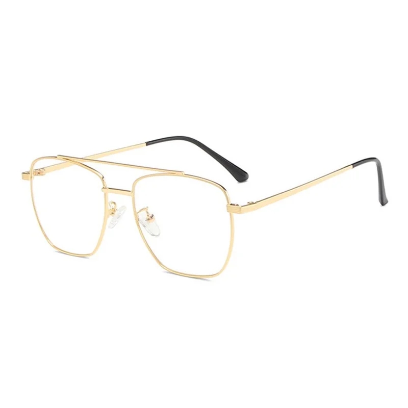 Oversize Double Bridge Square Anti-blue Light Glasses Frame Women Men Vintage Transparent Computer Oversize Pectacle Eyeglasses