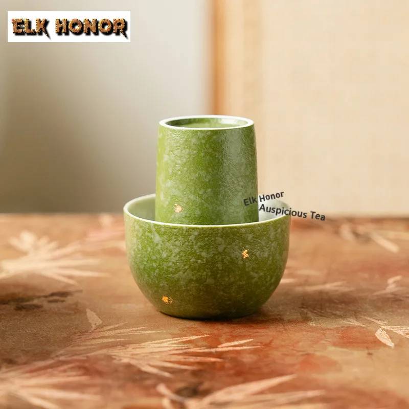 Green Orange Gold Sprinkled Teacup Set Elegant Tea Bowl Cup For Tea Tea-tasting Meditation Cup Jianzhan Master Cups Drinkware