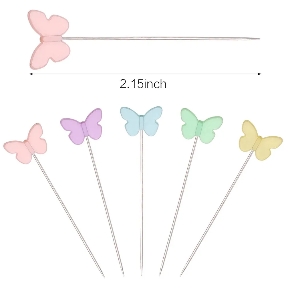100 قطعة/صندوق الفراشات متعدد الألوان دبابيس مستقيمة ملونة الخياطة خليط تحديد المواقع إبرة دبابيس ثابتة الخياطة ماركر إبرة