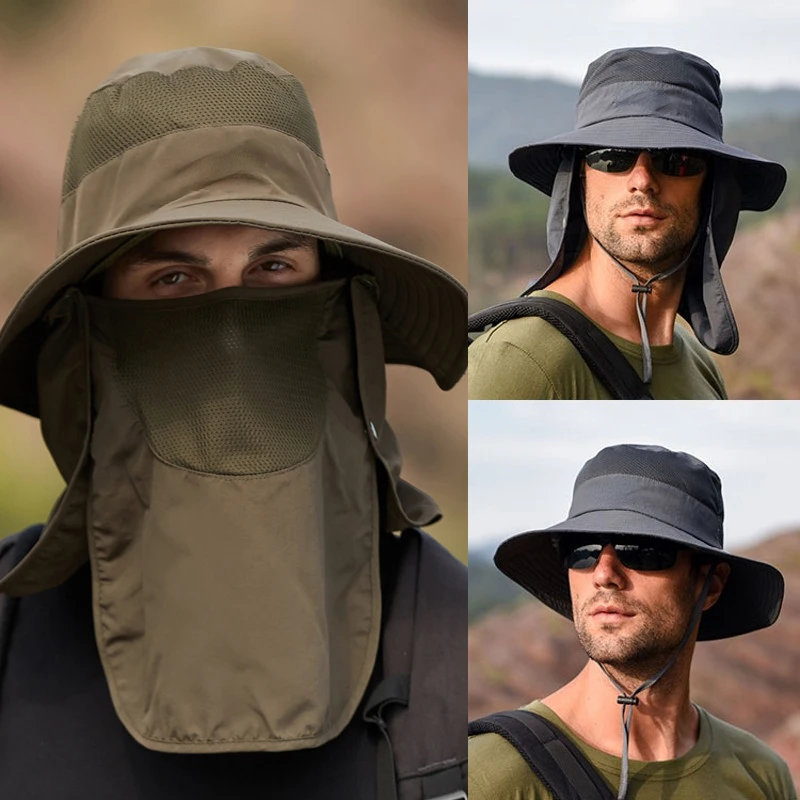 Sombreros de sol de verano con protección UV, gorra de pesca para caza al aire libre para hombres y mujeres, senderismo, Camping, visera, sombrero de pescador extraíble