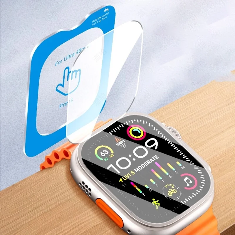 Displayschutzfolie für Apple Watch Ultra 2-1 49 mm, wasserdicht, automatische Ausrichtung, einfach zu klebendes Werkzeug + gehärtete Glasfolie Serie Ultra 3