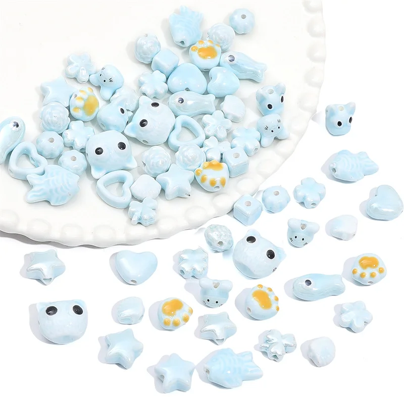 Cute Handmade Ceramic Porcelain Rabbit Pumpkin Charm Beads for Earring Necklace Bracelet DIY Jewelry Craft Making Accessories