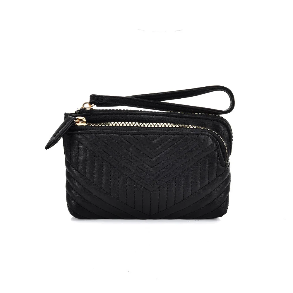 AFKOMST Moda Curta Mulheres Carteira Qualidade Bolsas Femininas Coin Purse Titular do cartão Double Zipper PU Leather Mini Wallet