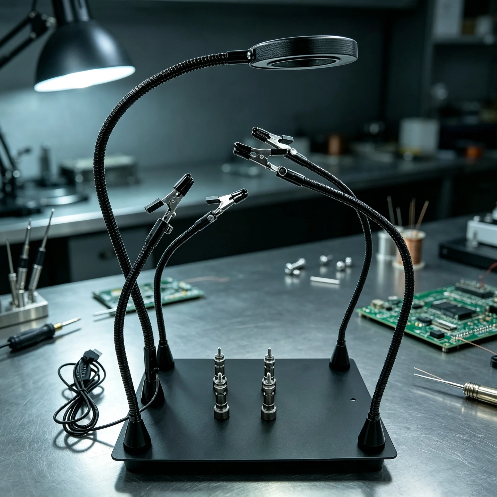 New Magnet Welding Holder with Magnifier The Third Hand Helping Hands Soldering Station For Electronic Repair Soldering Fixture