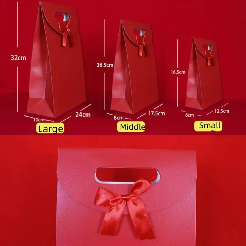 12pcs Paper Gift Bag Flip Cover Packaging Bag With Handle Wedding Candy Jewelry Packing Box Birthday Party Package