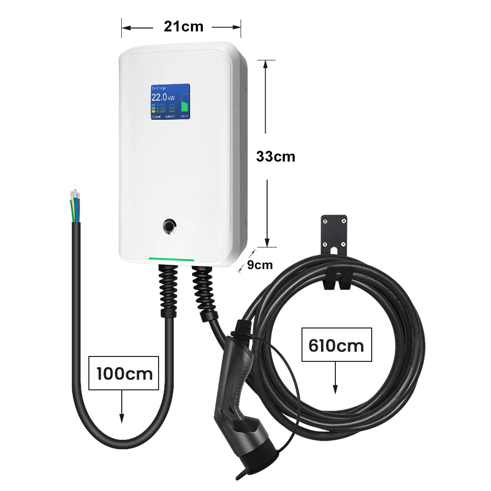 MOREC-estación de carga EV para coche eléctrico, cargador EV de 7KW, nivel 2, tipo 2, Wallbox de 32A con Control por aplicación, montaje en pared