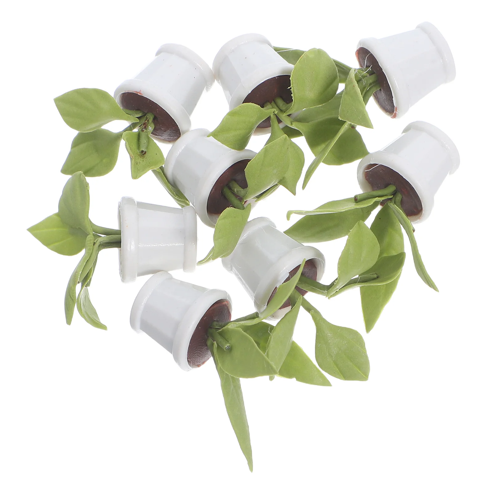 

8 Pcs Miniature Potted Plant Scene Garden Decoration Clay Plants Micro Landscape Bonsai Dollhouse Flowers Accessories