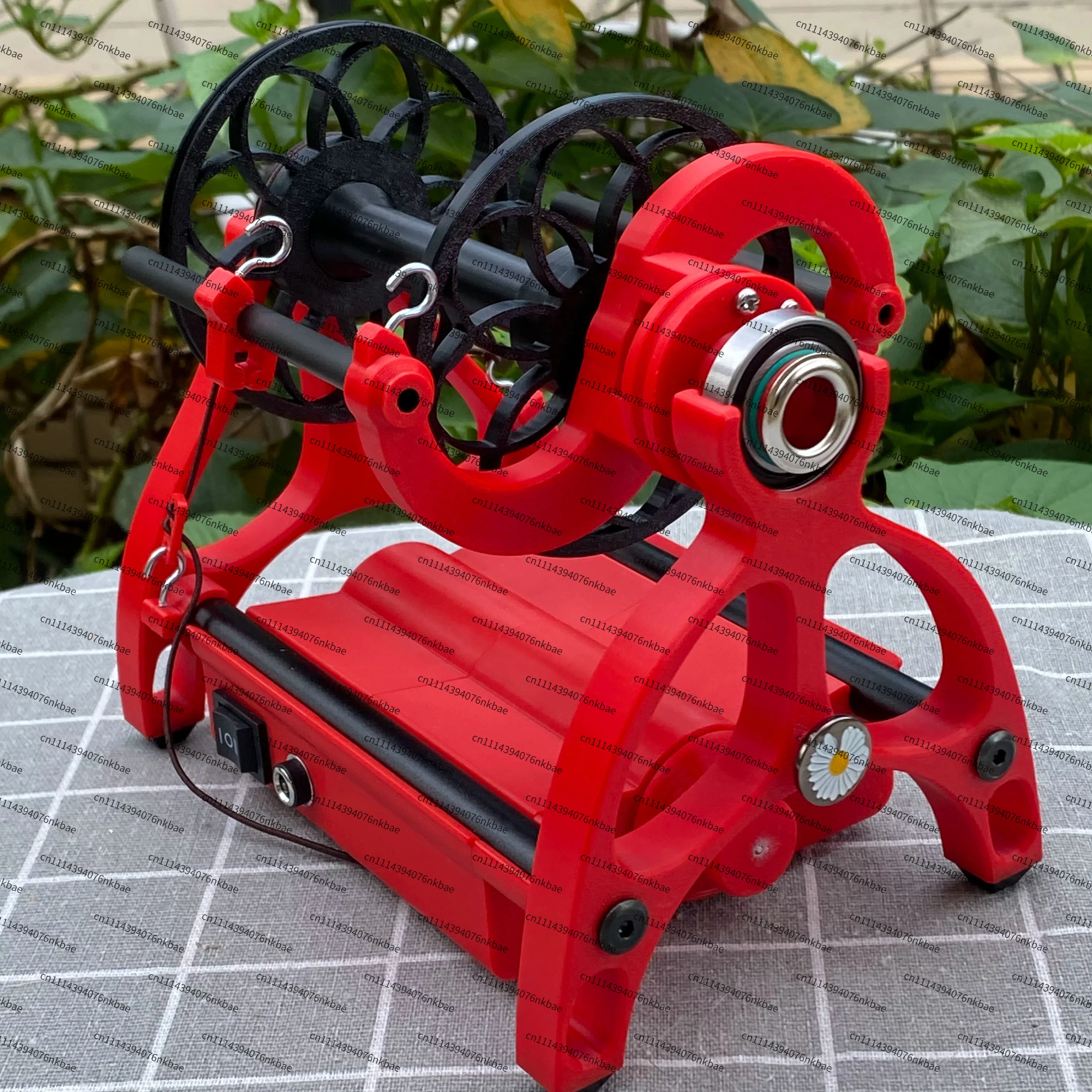 12V Mini Electric Spinning Wheel, Household Wool Fibre Yarn Winding Machine with Carbon Flywheel Arm for Wool Cotton Silk Fiber