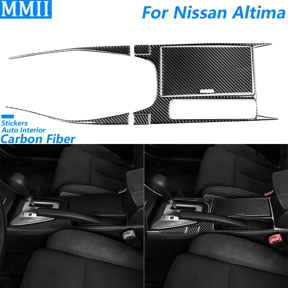 

For Nissan Altima 2008-2012 Carbon Fiber Gear Shift Storage Box Handbrake Panel Set Trim Cover Car Interior Accessories Sticker