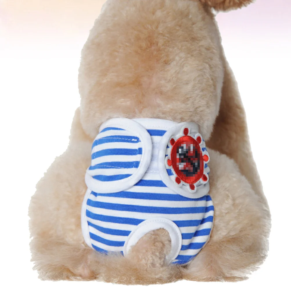 

Pet Safety Pants Blue L Adjustable Stripe Pattern Dog Physiological Pants Comfortable Breathable Sanitary Diaper for Female Dog
