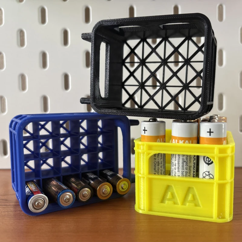 3d impresso skadis pegboard rack de armazenamento de parede tipo gancho caixa de armazenamento de bateria diy caixa de cerveja aa & aaa & 9v & 18650 bateria cesta de armazenamento caixa de armazenamento