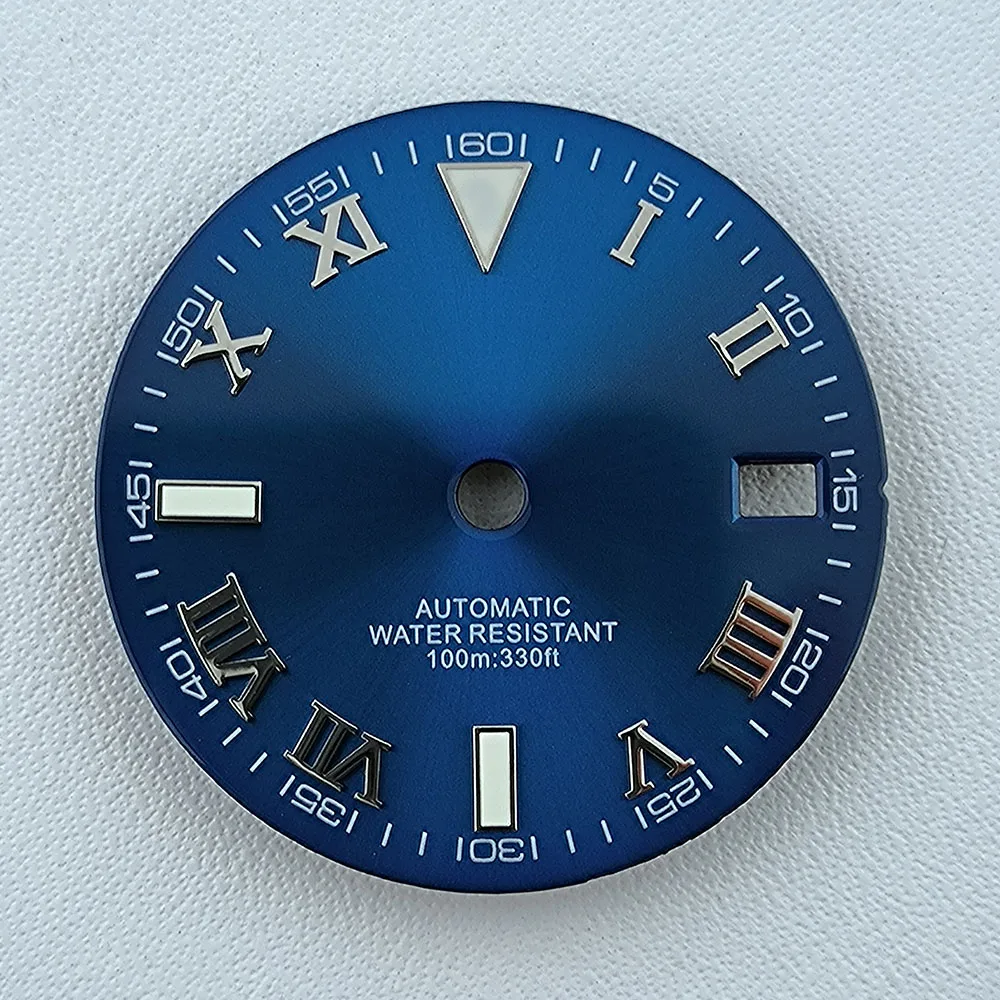 Esfera de reloj Roma NH35 de 28,5mm, logotipo personalizado, esfera con números de Metal, sin Esfera luminosa, compatible con accesorios de reloj de movimiento NH35 NH36