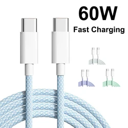 60W PD Quick Charging USB-C Cable For iPhone 16 15 Pro Max Type-C To Type-C Wire Huawei Xiaomi Samsung Fast Charger Cable