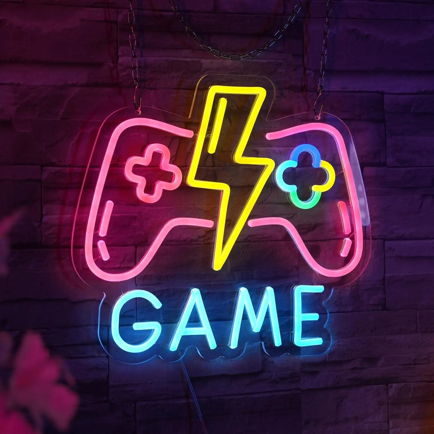 Gamer Neon Sign Gamepad Shaped Neon Sign for Wall Decor Room Decor Dimmable USB Powered Neon Gamer Gifts for Men Teens Boys