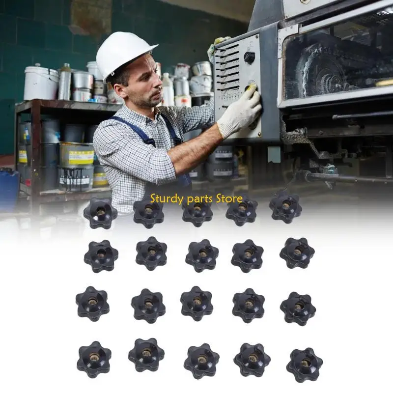 97QC 20pcs Bentuk bintang Knurled Clamping Srupt-on Handle Clamping Knob Grip