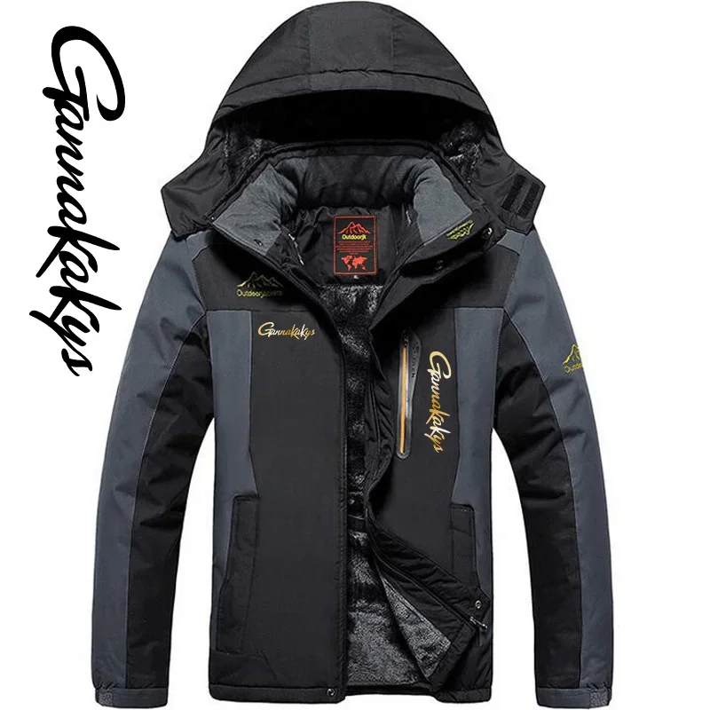 2024 Winter Fishing Jacket for Men, Waterproof, Windproof, Warm Hooded Jacket, Outdoor Hiking, Skiing, Camping Suit Jacket