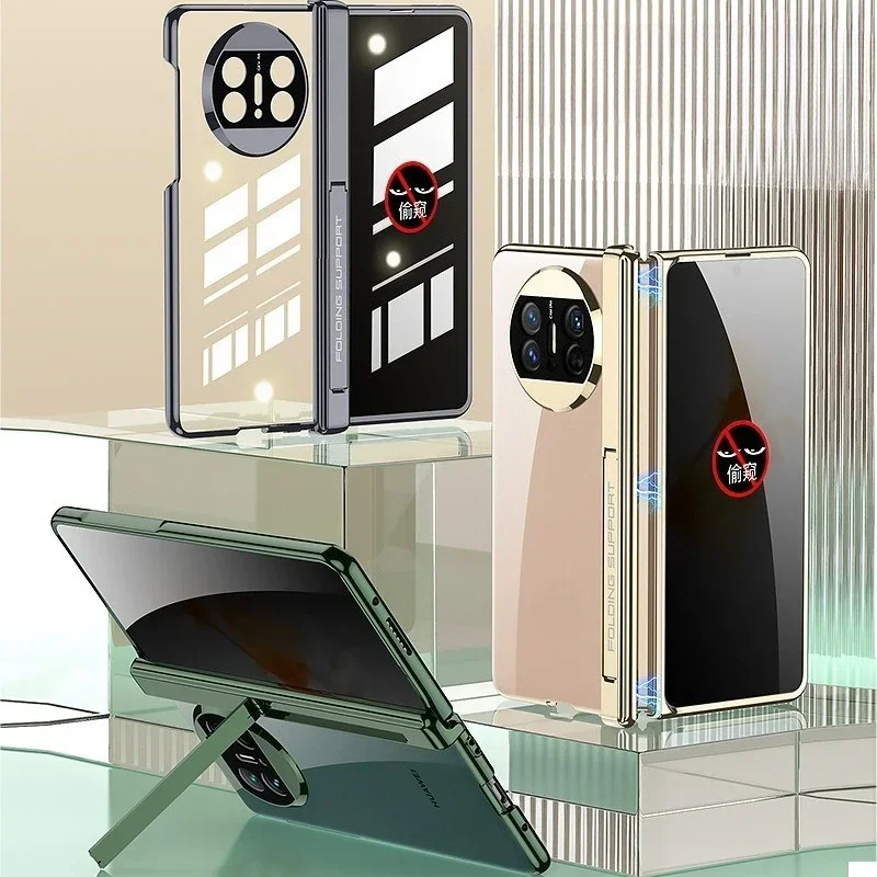 

Чехол для телефона Huawei Mate X 3, магнитный держатель на петлях, прозрачное покрытие, жесткий пластик, защитная пленка Fundas Peep-proof