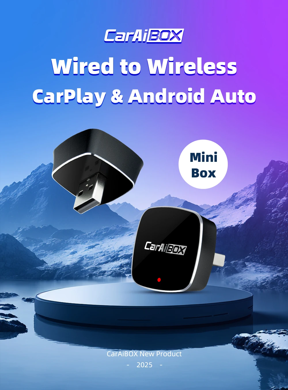 CarAiBOX Cars Accessories Original Wired Carplay or Android Auto to Wireless 2in1 Adapter Play and Plug