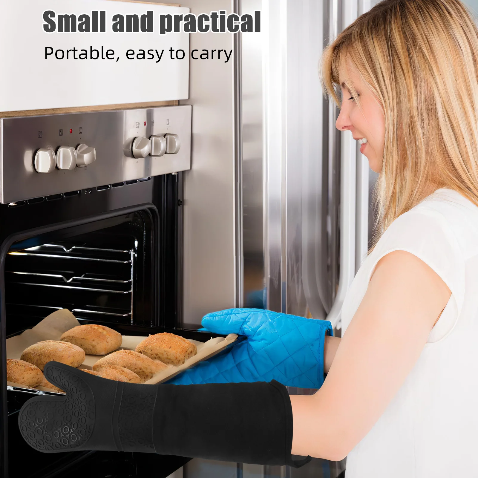 

1Pair Heat Resistant Silicone Oven Mitts Waterproof Extended Elbow Length Non Slip Baking Gloves Kitchen Cooking Gloves