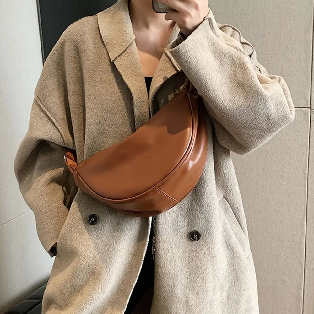 

Simple Korean Style PU Dumpling Bag Large Capacity PU Parent-child Bag Solid Color Crossbody Bag Underarm Bag Children