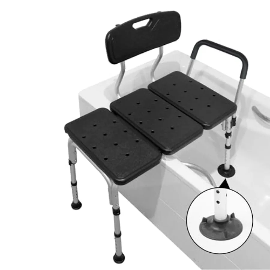 

Tub Transfer Bench for Bathtub Shower Chair with Backrest Slip-Resistant Feet Height Adjustable Black Shower Bench Shower Seat
