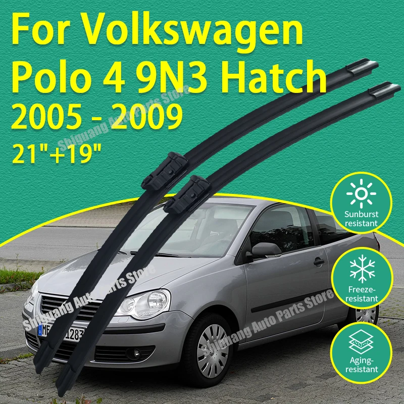 Front Silicone Coating Wipers for For VW Volkswagen Polo 4 9N3 MK4 2005 - 2009 21