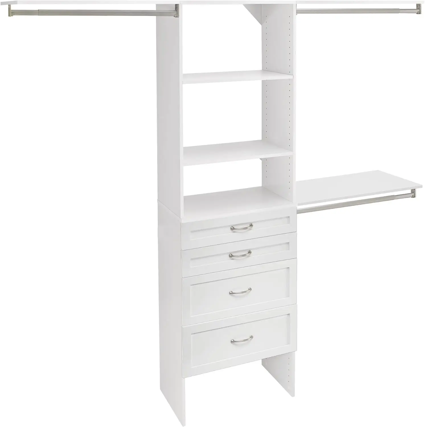 Suitesympy Closet Organizer With Shelves And 4 Drawers, 25-Inch-Pure White