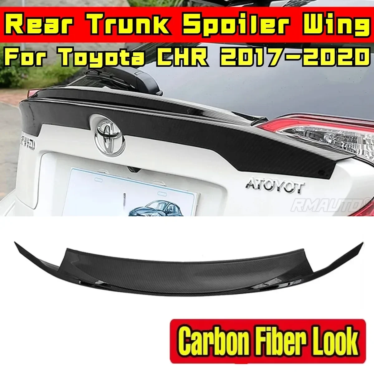 

Car Rear Roof Spoiler Body Kit ABS Plastic Carbon Look Car Rear Spoiler Wing For Toyota CHR 2017 2018 2019 2020 Car Accessories